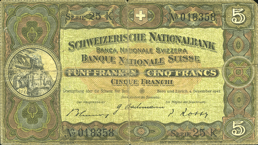 [7994.1913.01] 5 Franken Banknote Schweiz, 2. Emission (1913-1952)