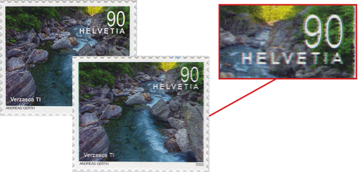[7300.1856.10] 90 Rp. Verzasca, Abart: "Schrift gequetscht" (schattiert)