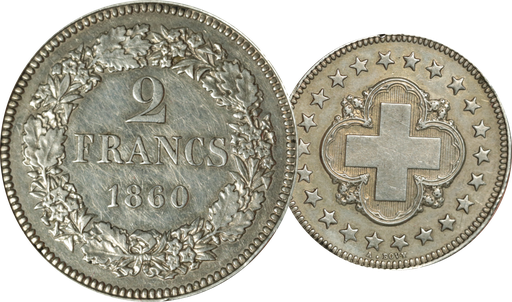 [7885.1860.03] 1860, 2 Fr. Silber-Kursmünze, Probeprägung