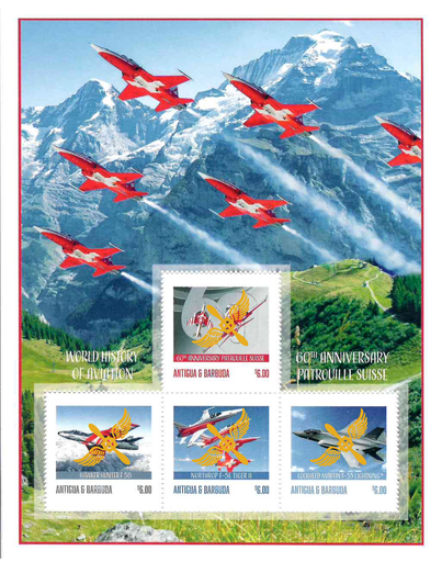 [1600.2024.22] 2024, 60 Jahre Patrouille Suisse, Antigua und Barbuda mit Goldaufdruck