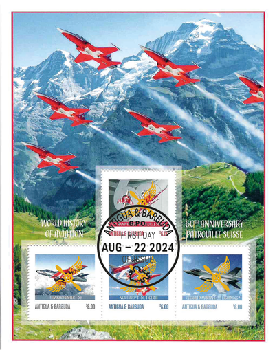 [1600.2024.23] 2024, 60 Jahre Patrouille Suisse, Antigua und Barbuda mit Goldaufdruck