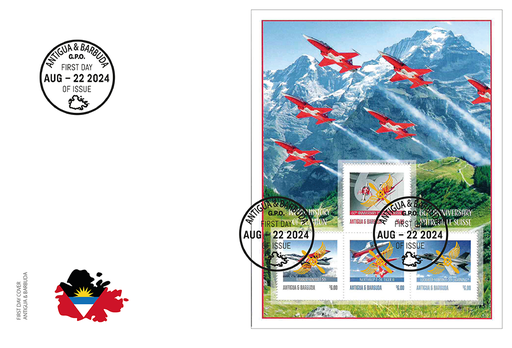 [1600.2024.24] 2024, 60 Jahre Patrouille Suisse, Antigua und Barbuda mit Goldaufdruck