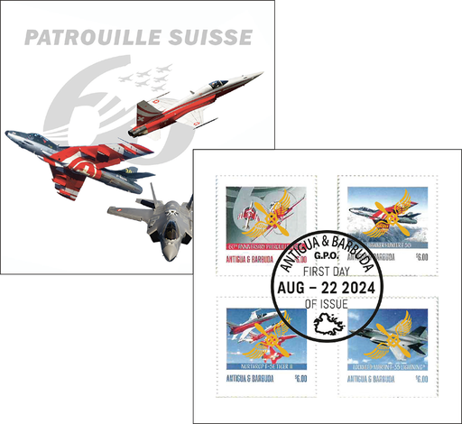 [1600.2024.25] 2024, 60 Jahre Patrouille Suisse, Antigua und Barbuda mit Goldaufdruck