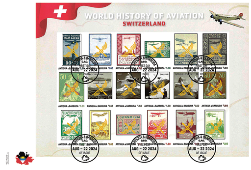 [1600.2024.31] 2024, WORLD HISTORY OF AVIATION, Switzerland - UNGEZÄHNT mit Goldaufdruck