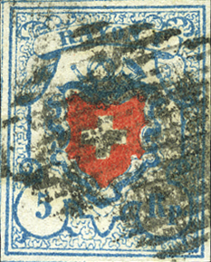 [7048.17.66] 5 Rp. hellblau-rot, Type 11, Druckstein B2 (LO)