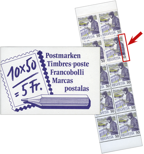 [7300.738.12] 50 Rp. Postbote heute, "Stark verschobener Schnitt"