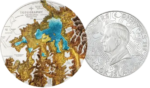 [7986.2025.40] 2025, 25 Dollar, Topography Yellowstone, Cook Islands