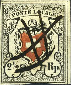 [7034.14.30] 2 1-2 Rp. schwarz-rot, Type 32