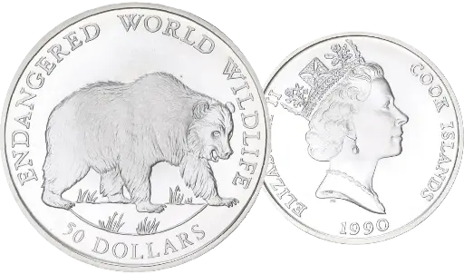 [7984.1990.01] 1990, 50 Dollars, Endangered World Wildlife, Cook Islands