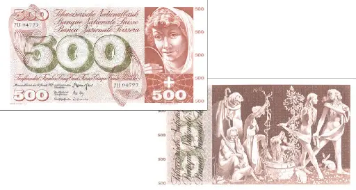 [7994.1957.02] 500 Franken Banknote Schweiz, 5. Emission (1957-1974)