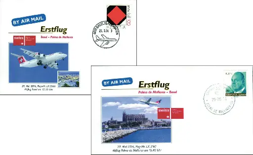 [7371.2014.50] 2014, Set zum Erstflug Swiss Airlines Basel-Mallorca
