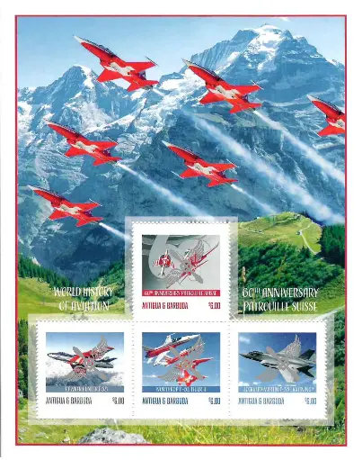 [1600.2024.38] 2024, 60 Jahre Patrouille Suisse, Antigua und Barbuda mit Silberaufdruck