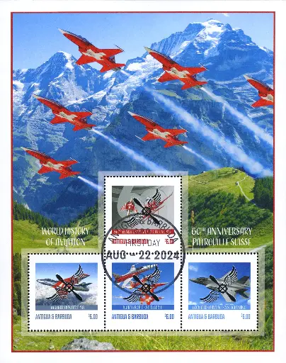 [1600.2024.39] 2024, 60 Jahre Patrouille Suisse, Antigua und Barbuda mit Silberaufdruck
