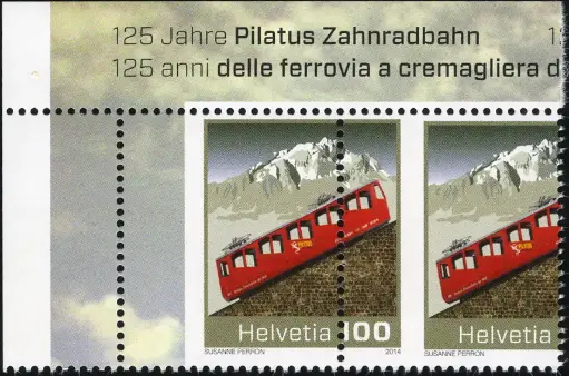 [7300.1508.07] 100 Rp. Pilatus Zahnradbahn, Druckverschiebung, oberes, linkes Eckrandstück  