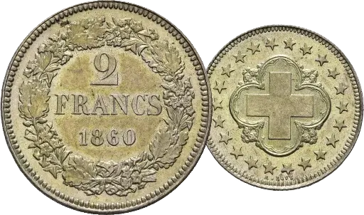 [7885.1860.04] 1860, 2 Fr. Silber-Kursmünze, Probeprägung