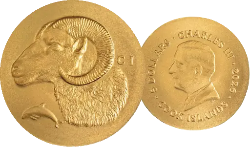 [7997.2026.14] 2026, 5 Dollar, Krios - Widderkopf, Cook Islands