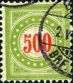 [7564.22.03] 500 Rp. Ziffer zinnoberrot, Rahmen hellolivgrün   