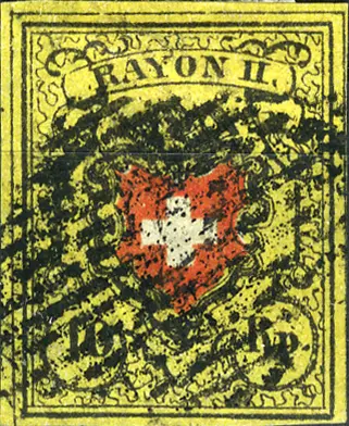 [7039.16.01] 10 Rp. schwarz-rot-bräunlichgelb, Type 1, Stein A3 (LO) 
