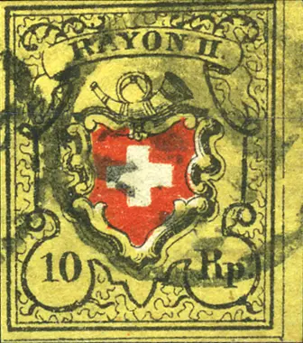 [7039.16.05] 10 Rp. schwarz-rot-fahlbräunlichgelb, Type 24, Stein A2 (RU) 