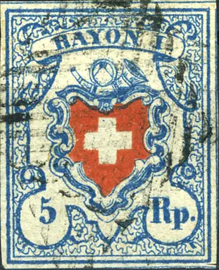 [7048.17.11] 5 Rp. hellblau-rot, Type 15, Stein B1-LO 