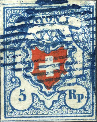 [7048.17.13] 5 Rp. hellblau-rot, Type 7, Stein B2-LU 