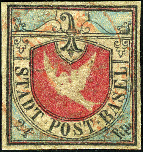 [7020.8.67] 1845, Basler Taube, schwarz-blau-karmin