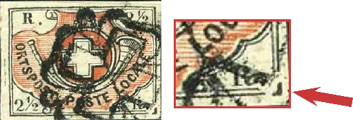 [7026.12.19] Winterthur 1850 schwarz/braunrot, Plattenfehler