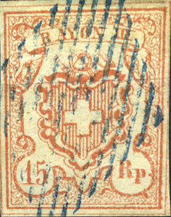 [7062.20.22] 15 Rp. fahlrot, Type 10, Stein UM I
