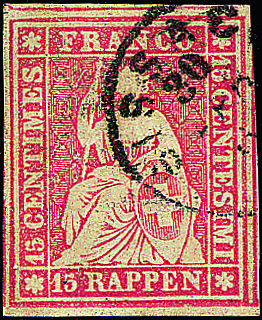 [7150.24.04] 15 Rp. karmin, Berner Druck, 3. Druckperiode