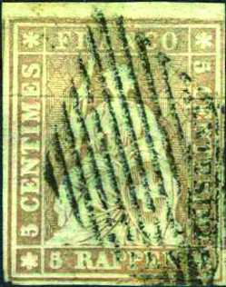[7156.22.02] 5 Rp. graubraun, Berner Druck, 1. Druckperiode