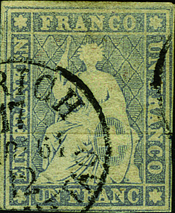 [7157.27.09] 1 Fr. grau, Berner Druck, 2. Druckperiode