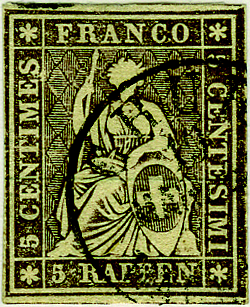 [7160.22.05] 5 Rp. braun, Berner Druck, 4. Druckperiode