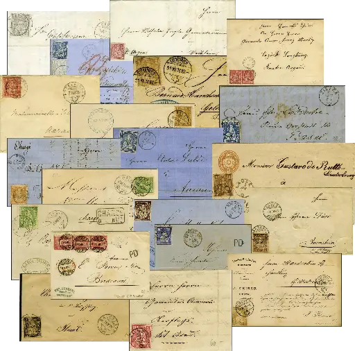 [7240.1870.04] Sitzende Helvetia, Belege-Kollektion aus Firmenarchiv