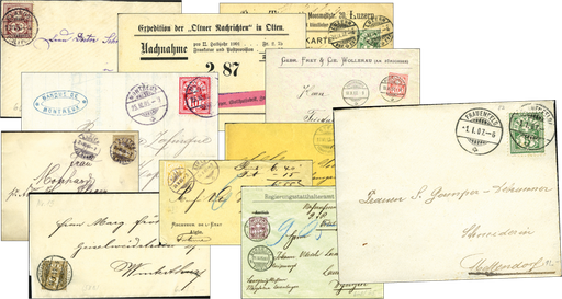 [7260.1885.01] 1885-1905, Belege-Kollektion mit über 10 Stücken