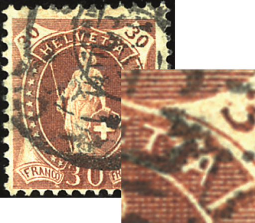 [7270.68.01] 30 Rp. braun, "HELVETTA" statt Helvetia