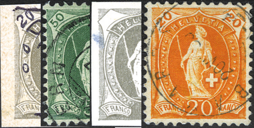 [7270.1884.01] 1884-1907, Stehende Helvetia, "Stichelretouche, Plattenfehler"