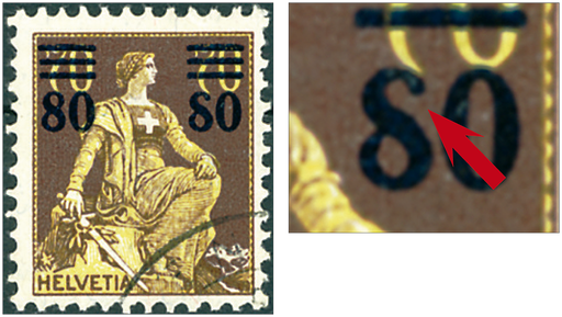 [7300.135.04] 80-70 Rp. dunkelbraun-gelb, "Aufdruckziffer 8 offen"