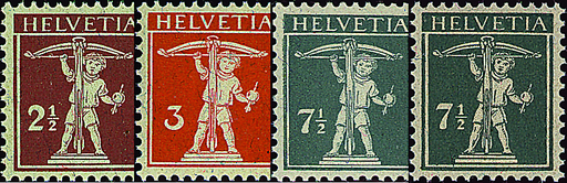 [7300.138.06] 2 1-2 Rp. bräunlichlila u. 7 1-2 Rp. grau, Type 2 + 3