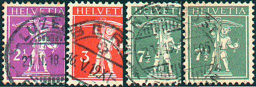 [7300.138.07] 2 1-2 Rp. bräunlichlila u. 7 1-2 Rp. grau, Type 2 + 3