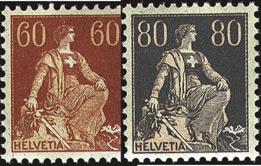 [7300.140.01] 60 Rp. braunorange-gelb u. 80 Rp. grau-hellorange