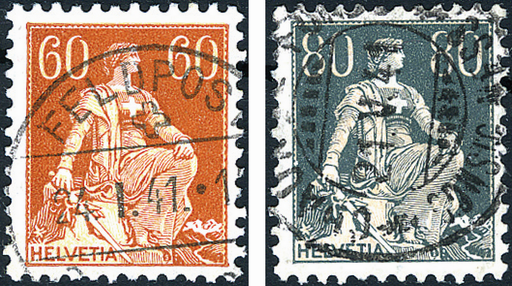 [7300.140.07] 60 Rp. braunorange-gelb u. 80 Rp. grau-hellorange