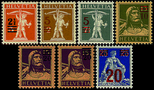 [7300.146.03] 1921, Aufbrauchsausgaben mit neuen Wertaufdrucken