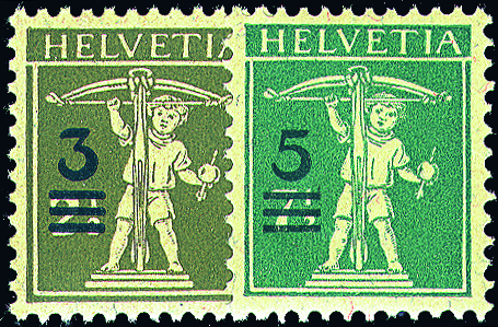 [7300.180.01] 1915-1930, Aufbrauchsausgaben mit neuen Wertaufdrucken