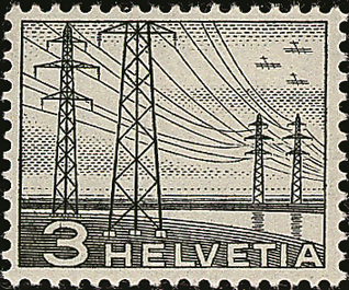 [7300.297.06] 3 Rp. Hochspannungsleitung, "Tiefschwarz statt grauschwarz"