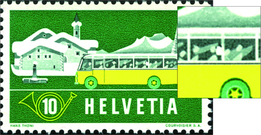 [7300.314.06] 10 Rp. Alpenpost im Winter, "Blinder Passagier"