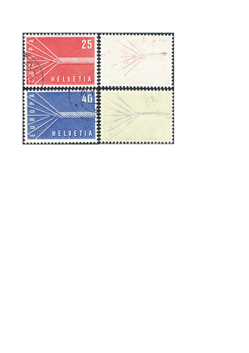 [7300.332.05] 1957, Europa, &quot;Rückseitiger Abklatsch von Teilen des Markenbildes&quot;