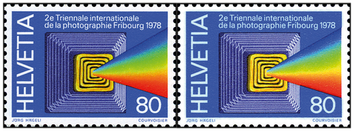 [7300.606.01] 80 Rp. Stilisiert. Photoapparat, "Verlaufener Blaudruck im ganzen Markenbild"