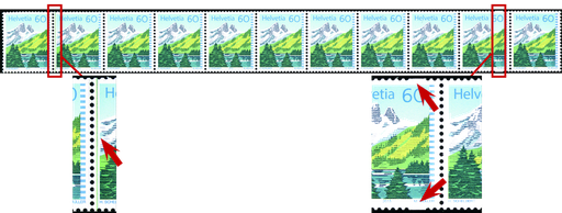 [7300.837.17] 60 Rp. Lac de Tanay, "Senkrechter, grüner Strich" und "Zwei Blindzähne oben und unten"
