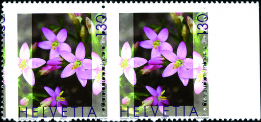 [7300.1077.04] 130 Rp. Tausendgüldenkraut, waagerechtes Paar mit Bogenrand, verschobene Zähnung