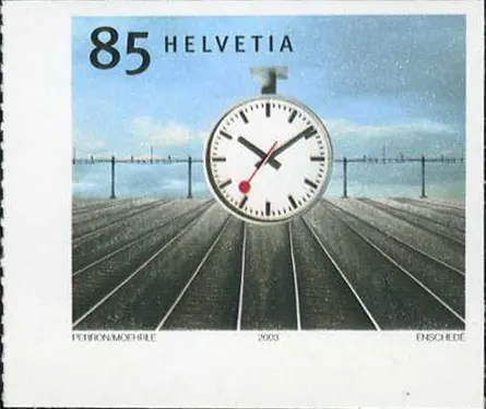 [7300.1108.11] 85 Rp. Bahnhofsuhr, "Ungezähnt statt gezähnt"